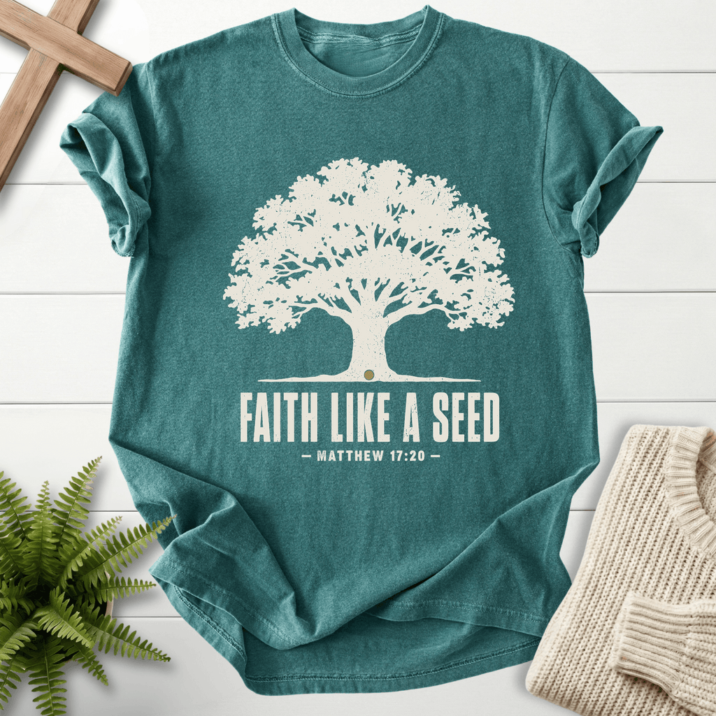 Faith Like a Seed T-Shirt in Blue Spruce | She Wears Faith