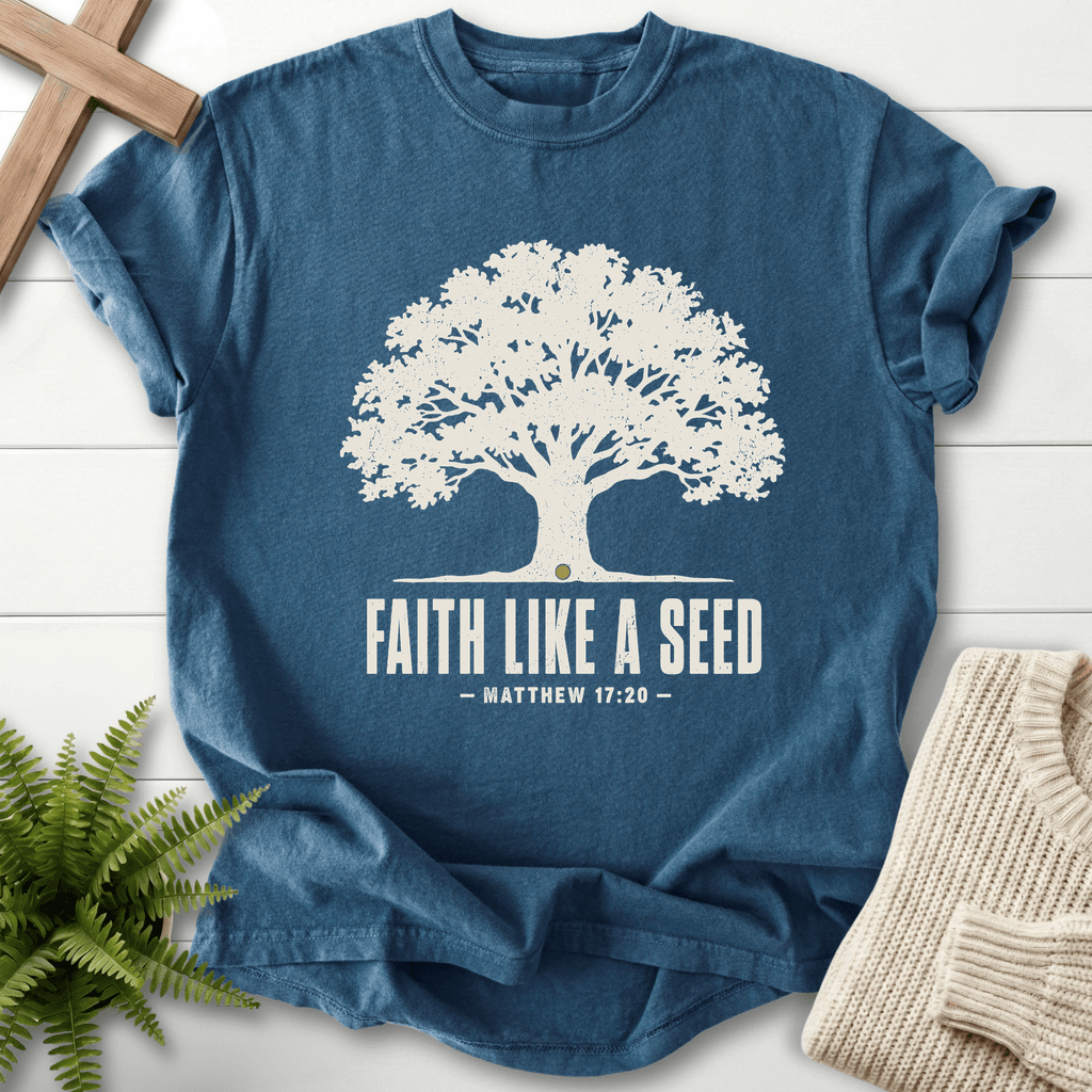 Faith Like a Seed T-Shirt in Midnight | She Wears Faith