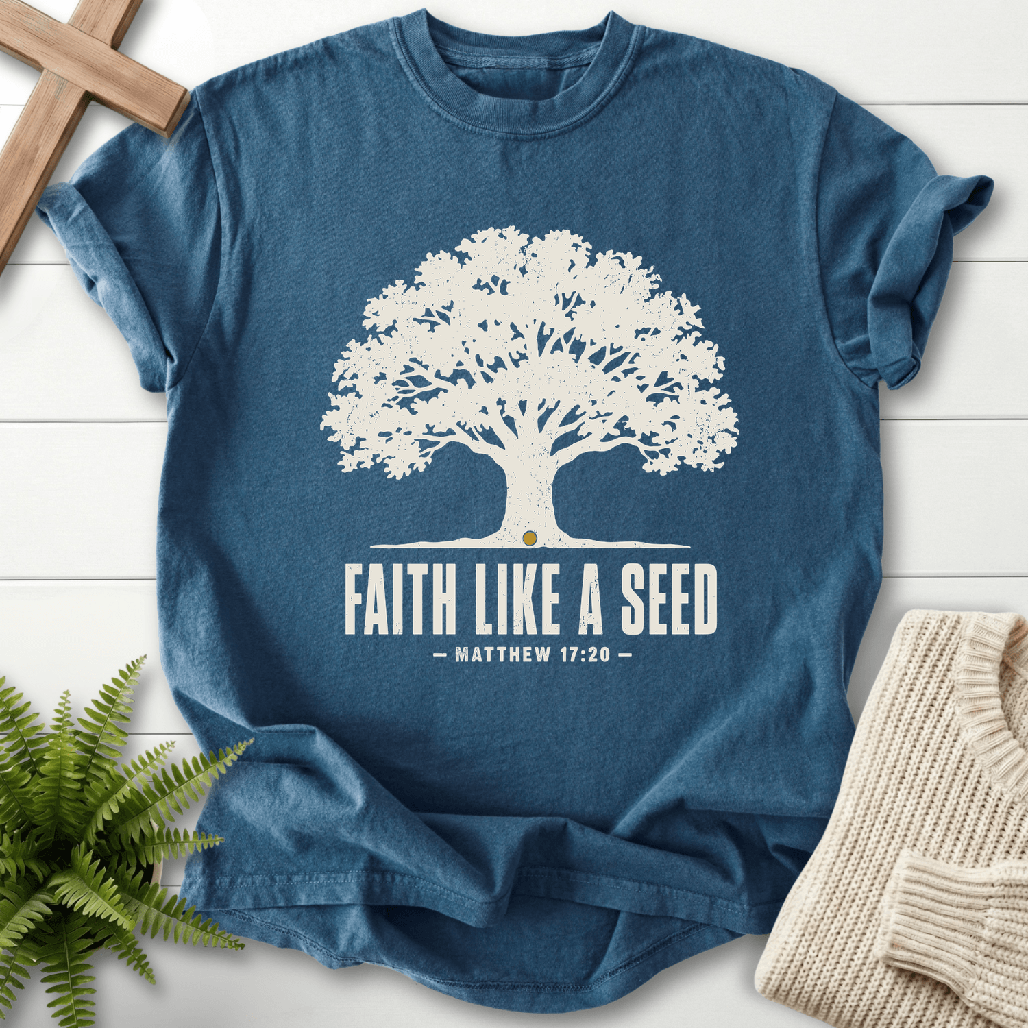 Faith Like a Seed T-Shirt in Midnight | She Wears Faith