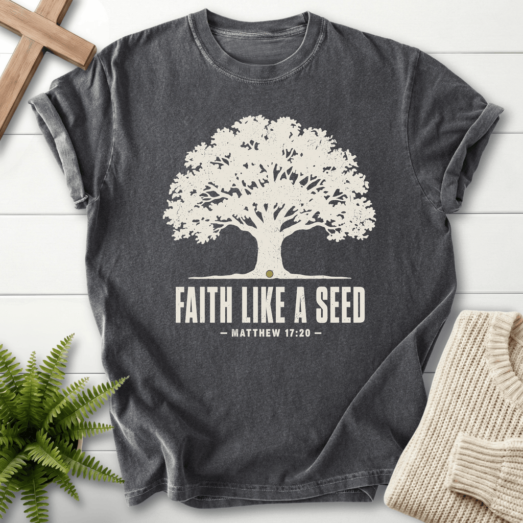 Faith Like a Seed T-Shirt in Pepper | She Wears Faith