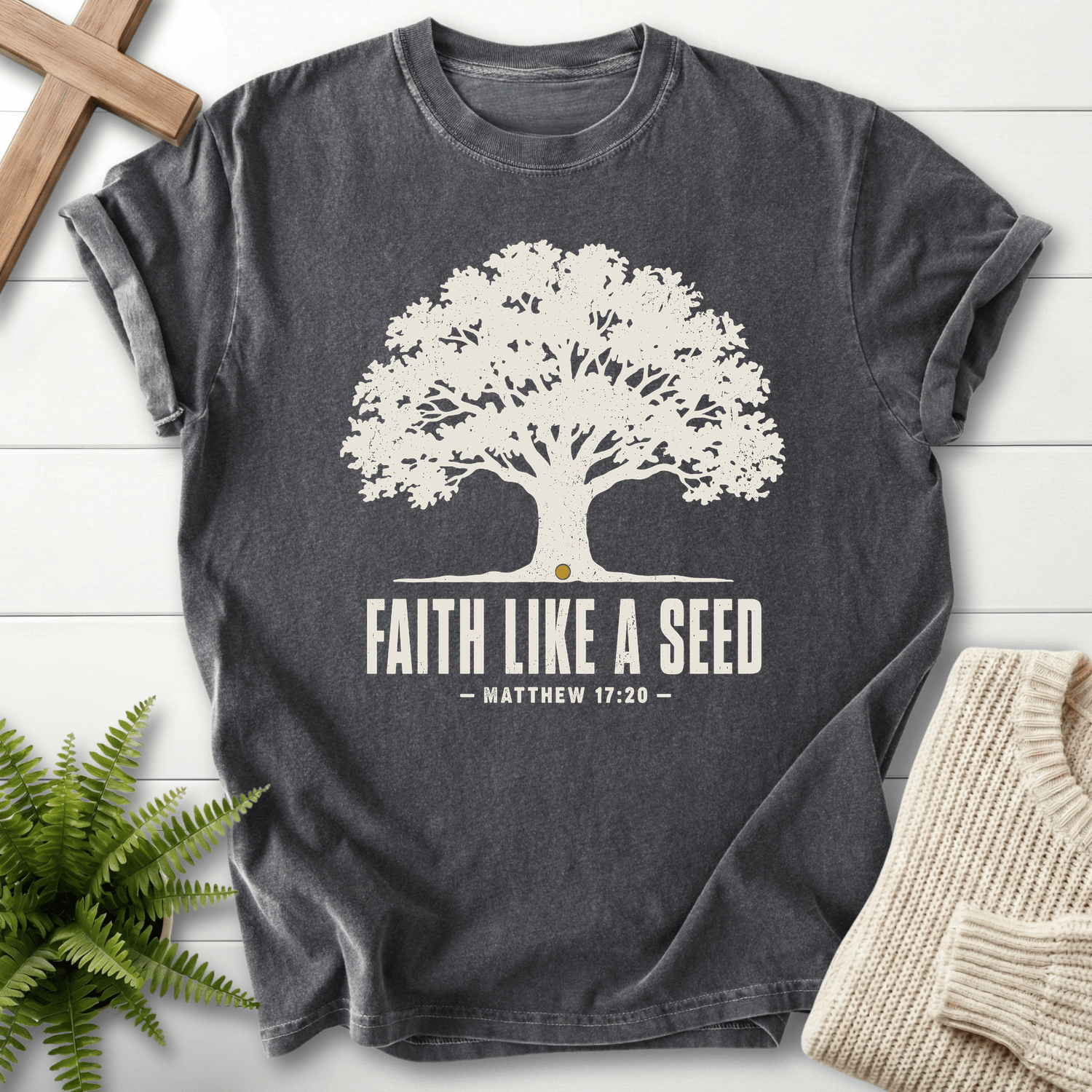 Faith Like a Seed T-Shirt in Pepper | She Wears Faith
