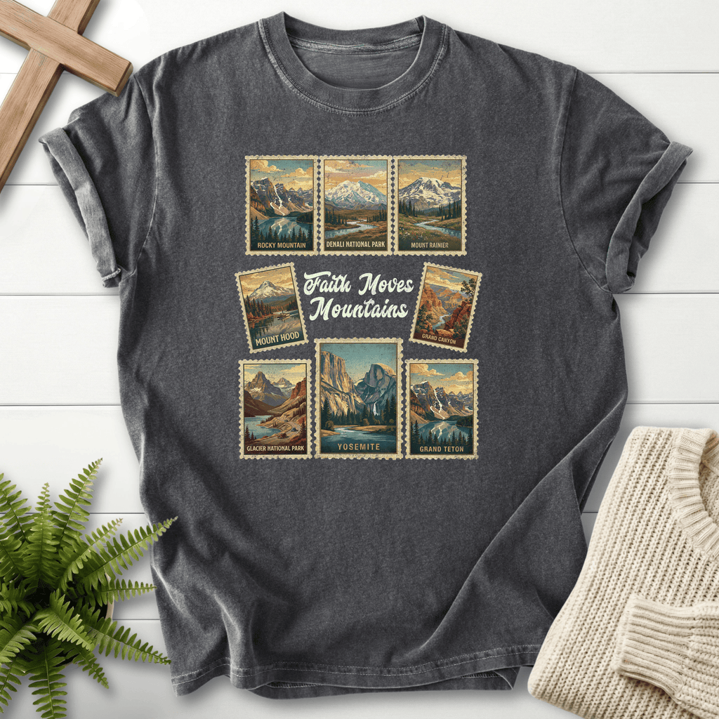 Pepper Christian t-shirt for women with a retro national park stamp collection design, Comfort Colors 1717.