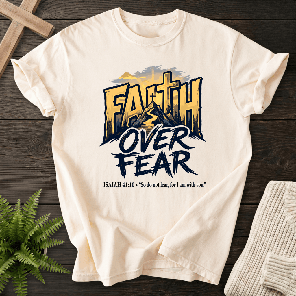 Faith Over Fear Isaiah 41 10 Graphic T-Shirt in Ivory | She Wears Faith