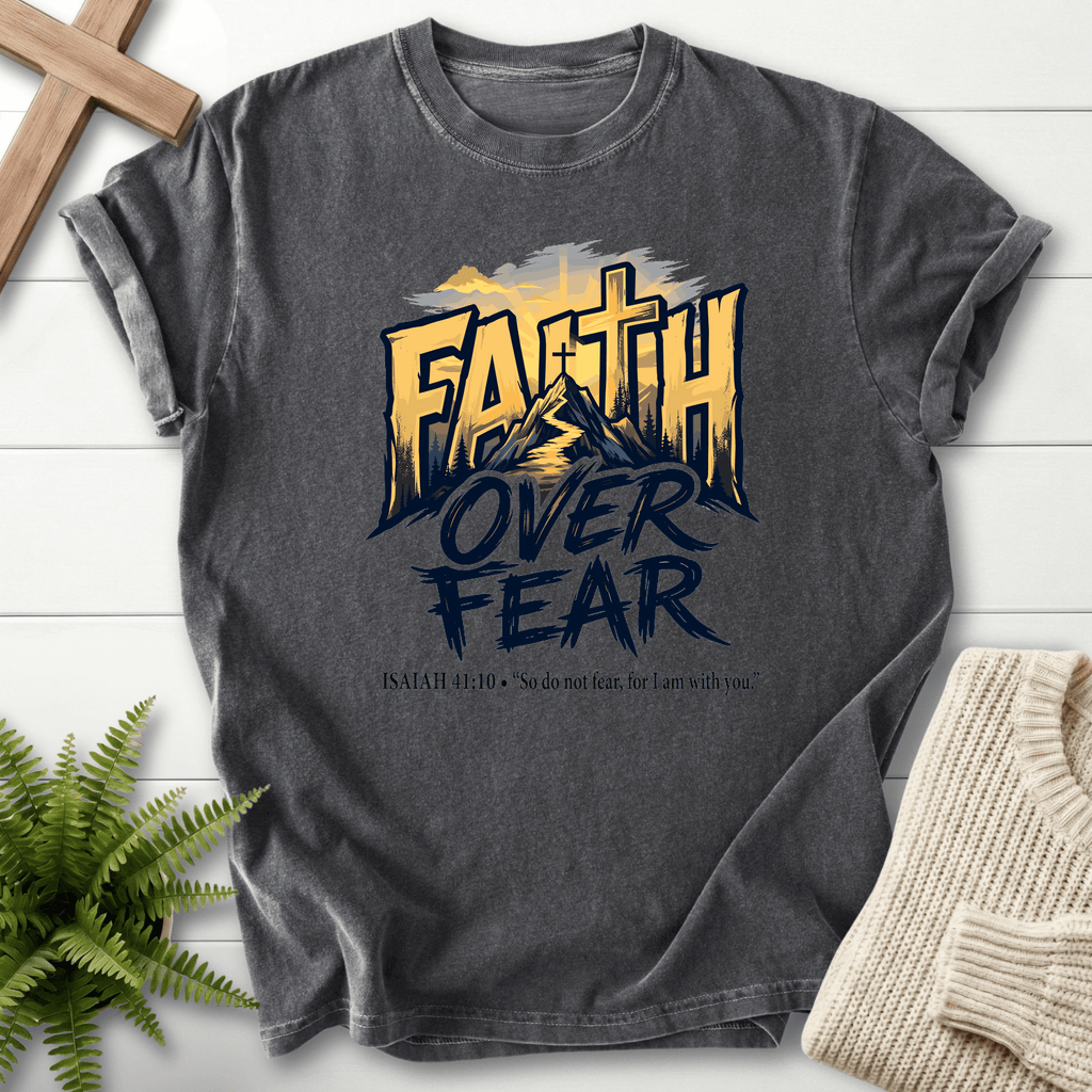 Faith Over Fear Isaiah 41 10 Graphic T-Shirt in Pepper | She Wears Faith