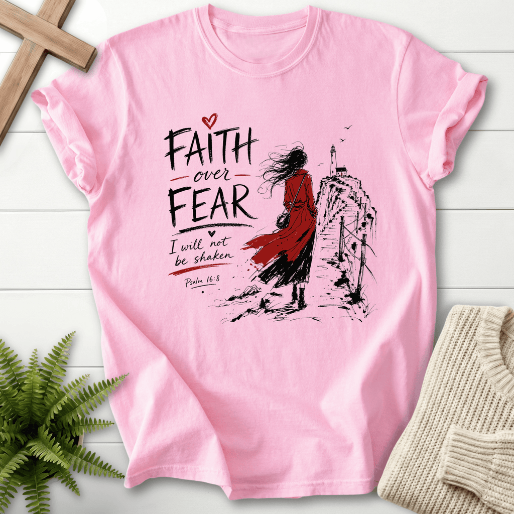 Faith Over Fear Psalm 16:8 T-Shirt in Blossom | She Wears Faith