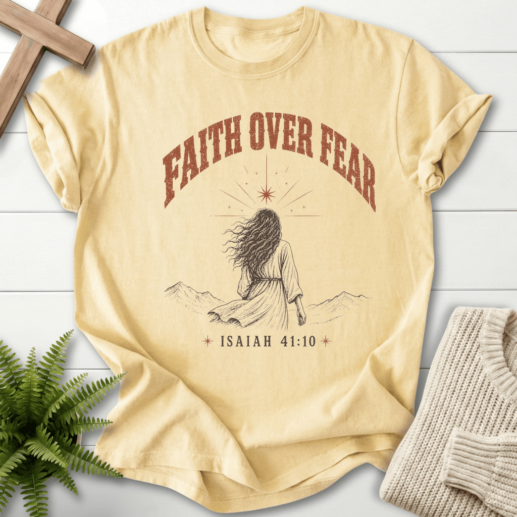 Faith Over Fear Woman of Faith T-Shirt in Banana | She Wears Faith