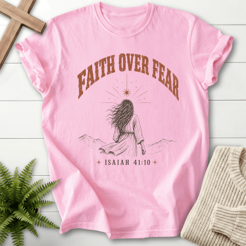 Faith Over Fear Woman of Faith T-Shirt in Blossom | She Wears Faith