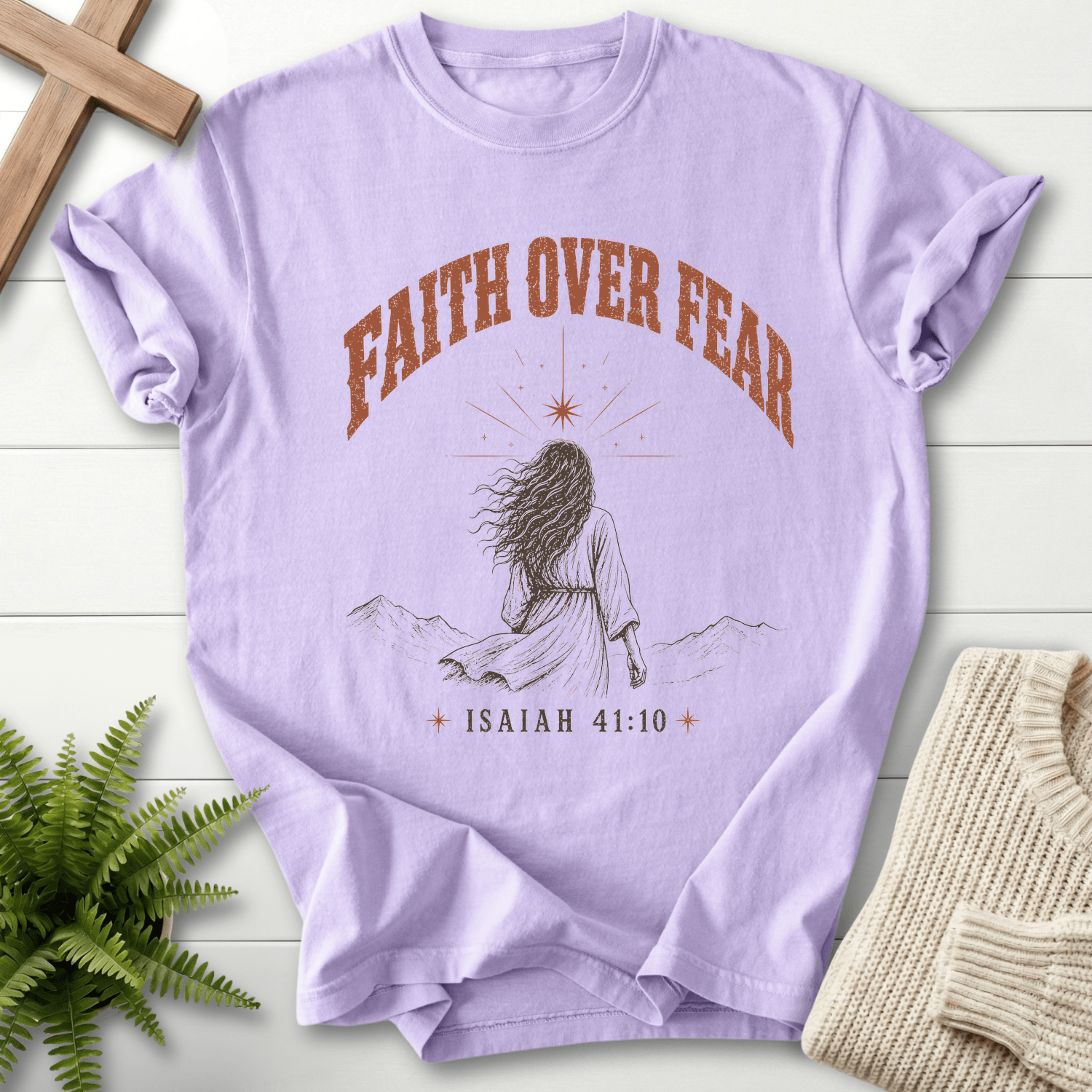 Faith Over Fear Woman of Faith T-Shirt in Orchid | She Wears Faith