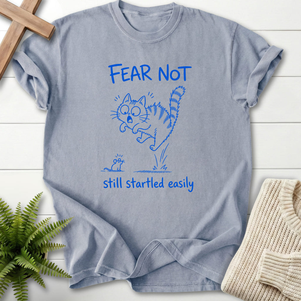 Granite color option for the Fear Not Still Startled Easily faith-based tee with "Fear Not Still Startled Easily T-Shirt" design.