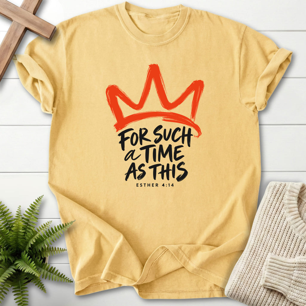 Butter For Such a Time Crown T-shirt flat lay mockup, Esther 4:14 Christian apparel for women