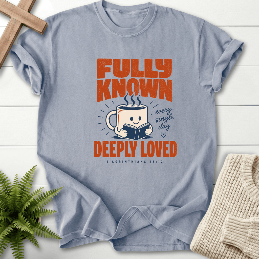 Fully Known Deeply Loved T-Shirt in Granite | She Wears Faith