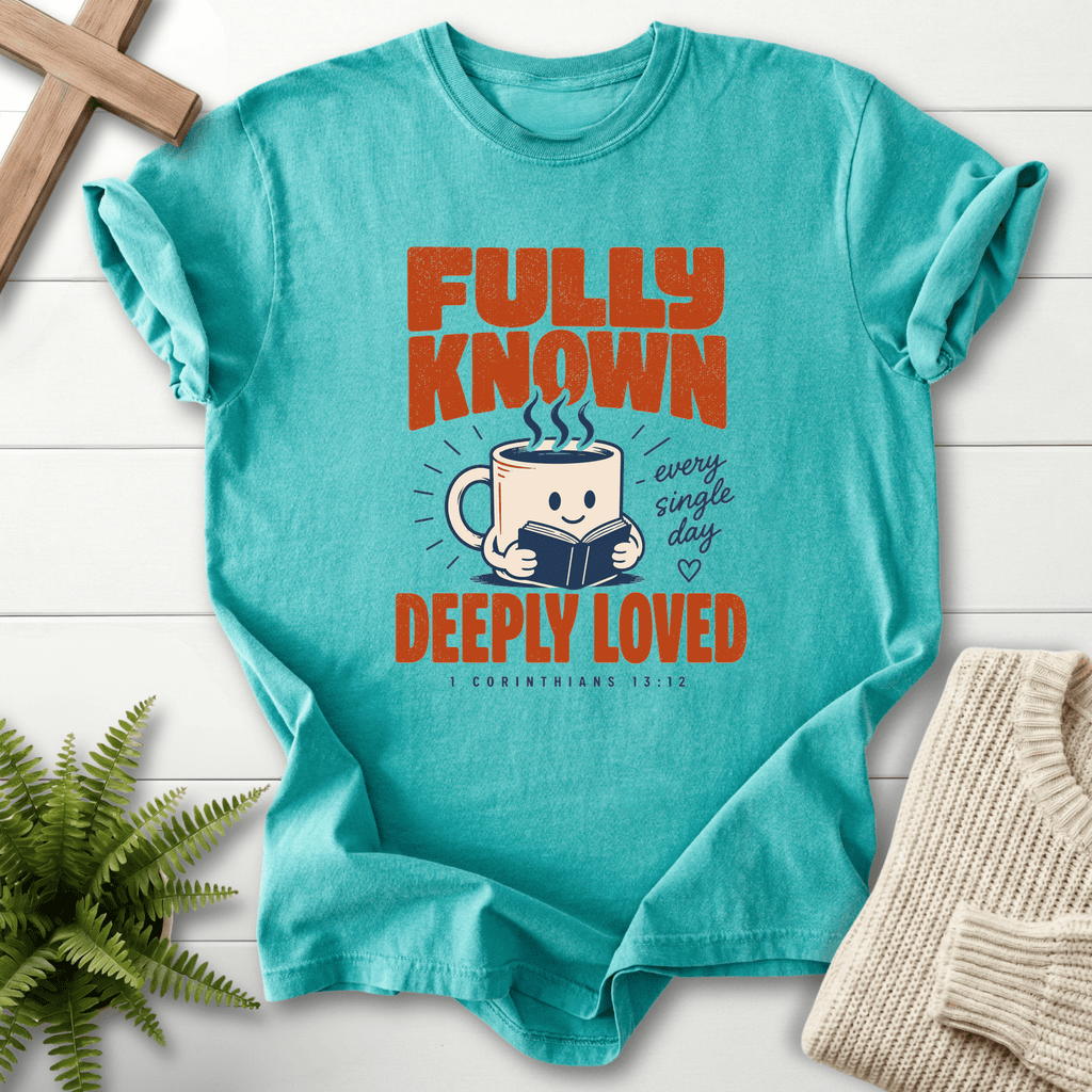 Fully Known Deeply Loved T-Shirt in Seafoam | She Wears Faith