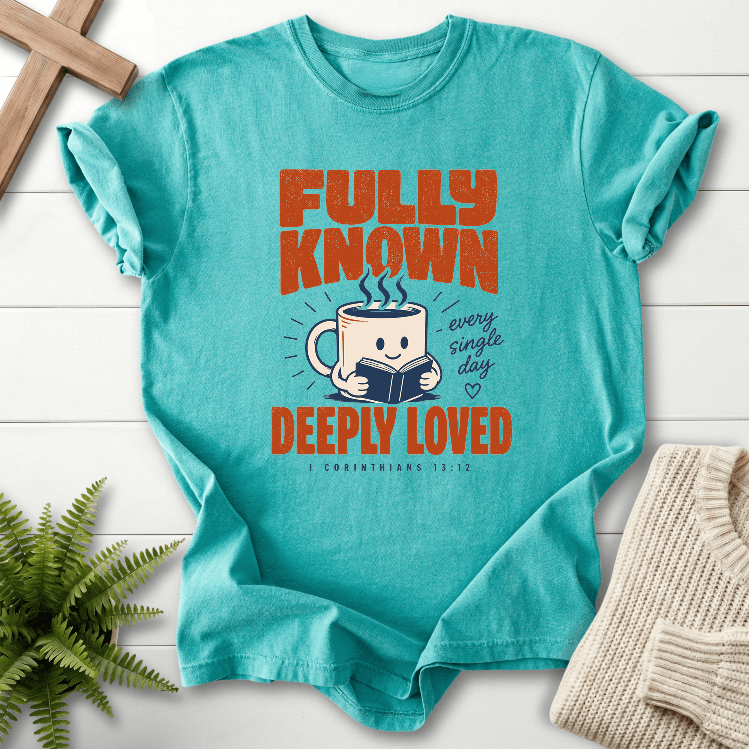 Fully Known Deeply Loved T-Shirt in Seafoam | She Wears Faith