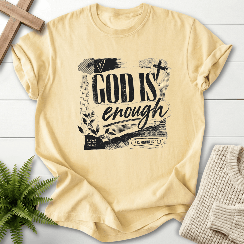 God is Enough Graphic T-Shirt in Banana | She Wears Faith