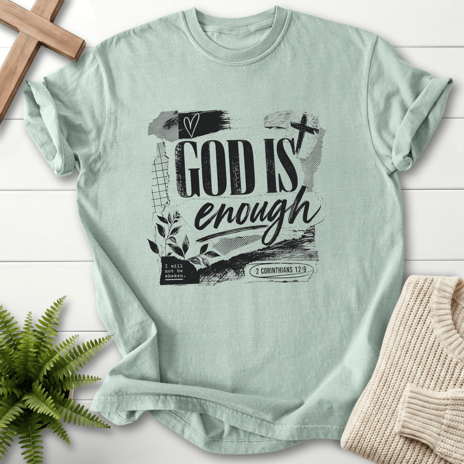 God is Enough Graphic T-Shirt in Bay | She Wears Faith