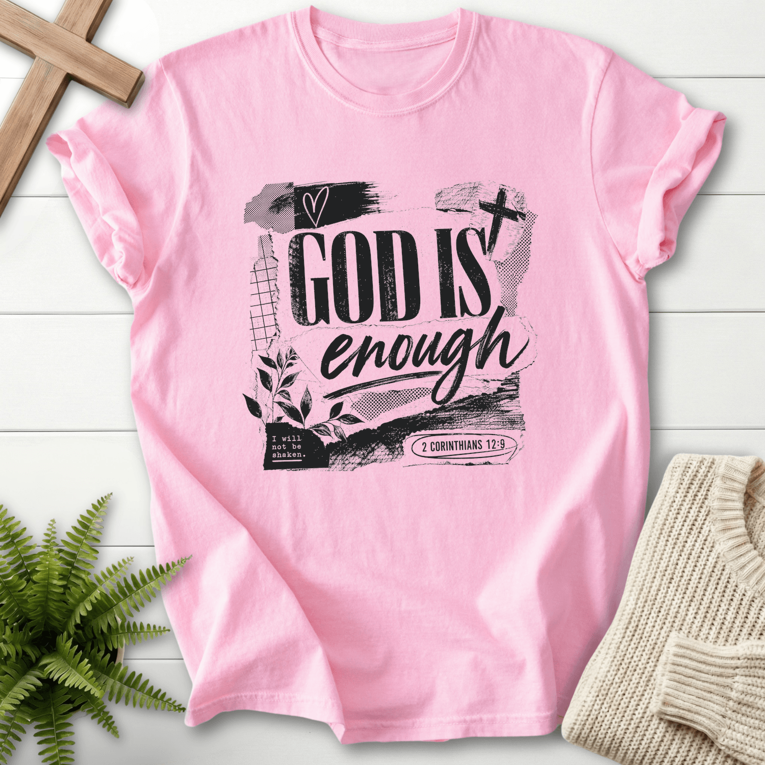 God is Enough Graphic T-Shirt in Blossom | She Wears Faith