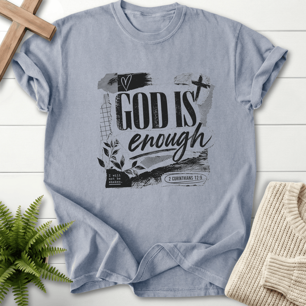 God is Enough Graphic T-Shirt in Granite | She Wears Faith
