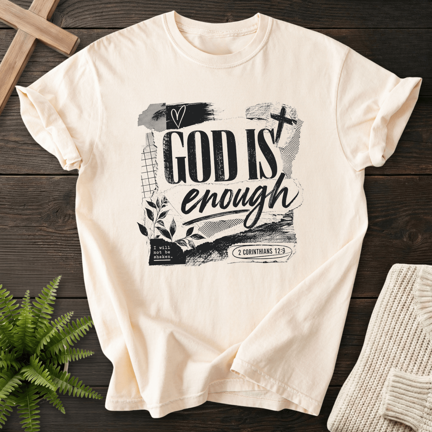 God is Enough Graphic T-Shirt in Ivory | She Wears Faith