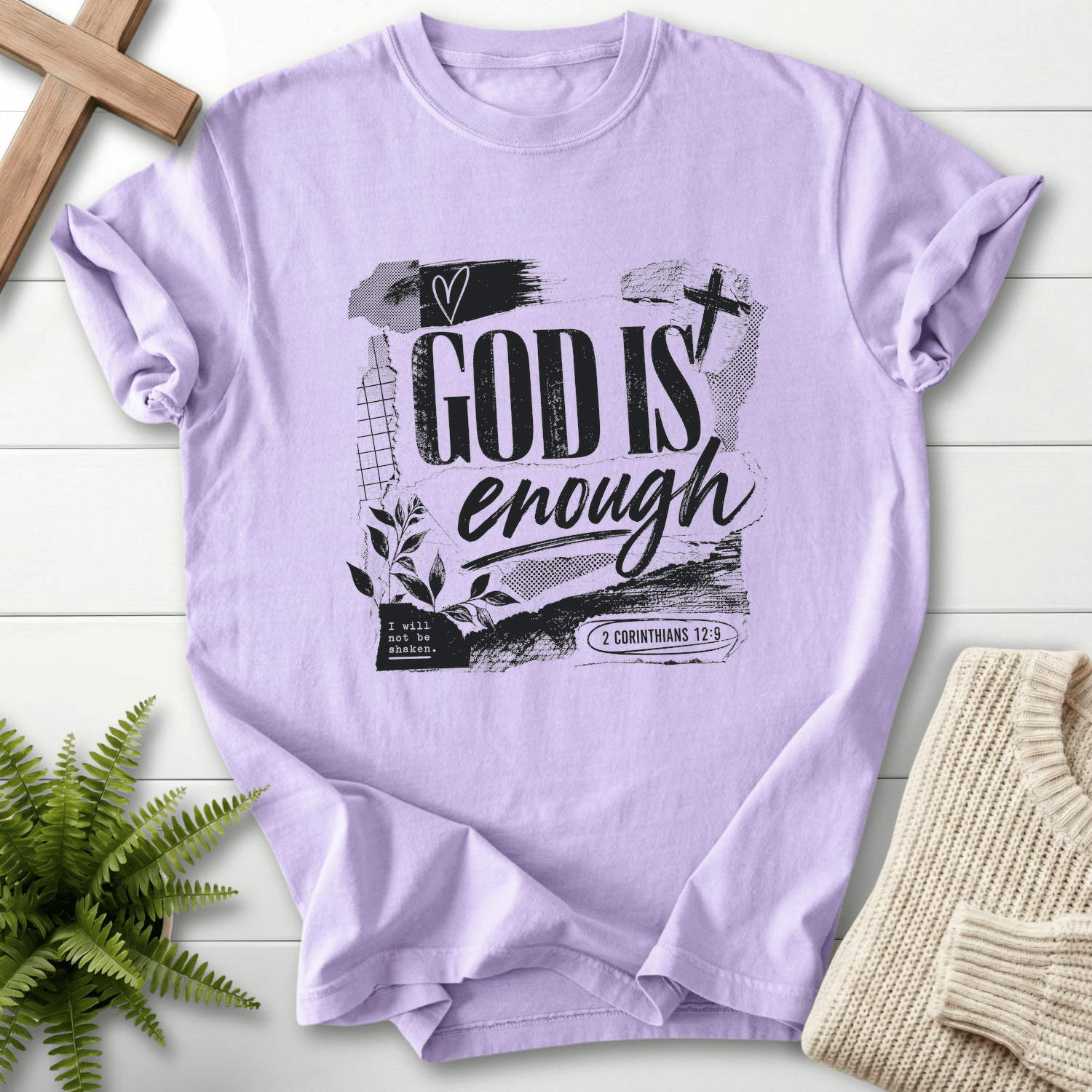 God is Enough Graphic T-Shirt in Orchid | She Wears Faith