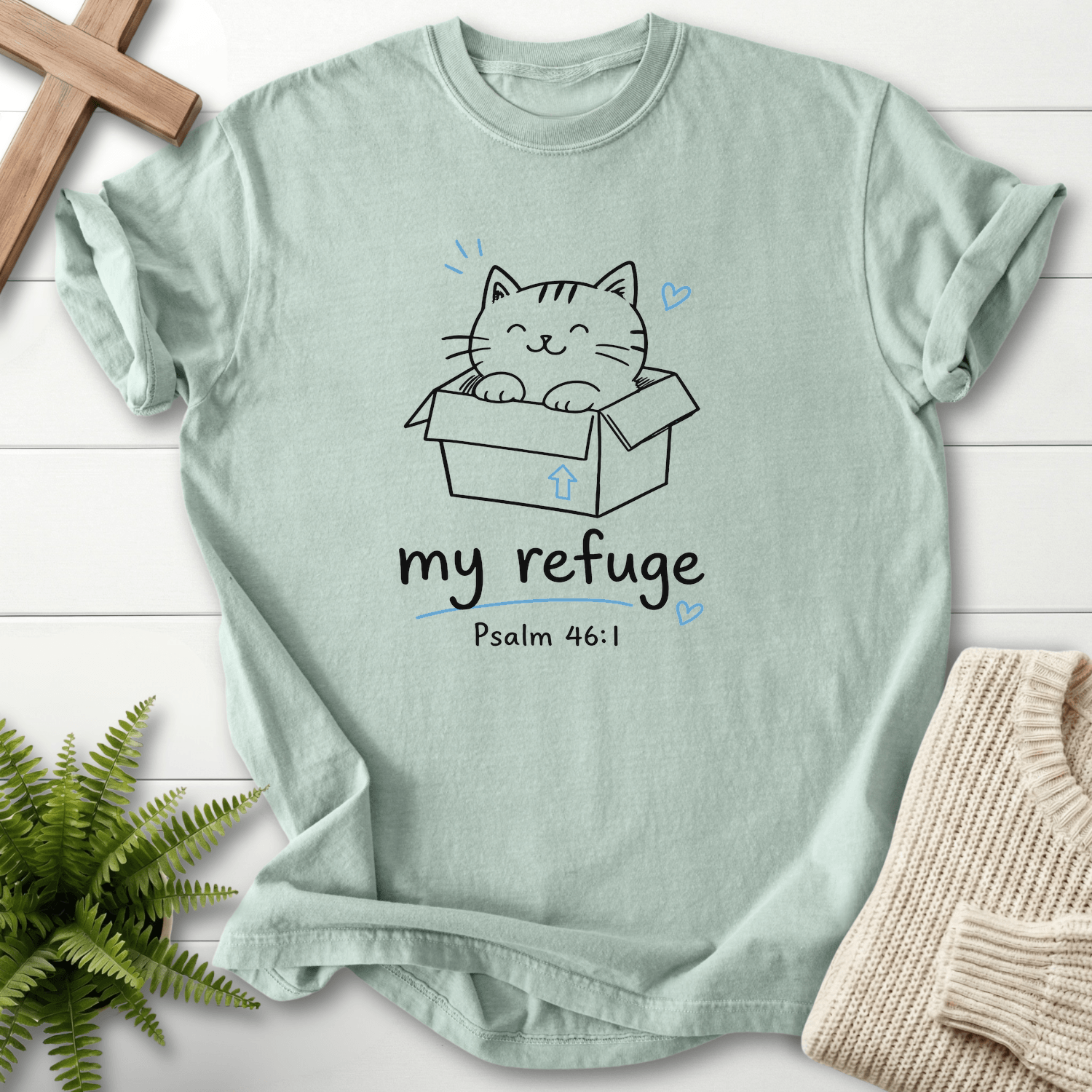 God is our Refuge Ps 46 1 T-Shirt in Bay | She Wears Faith