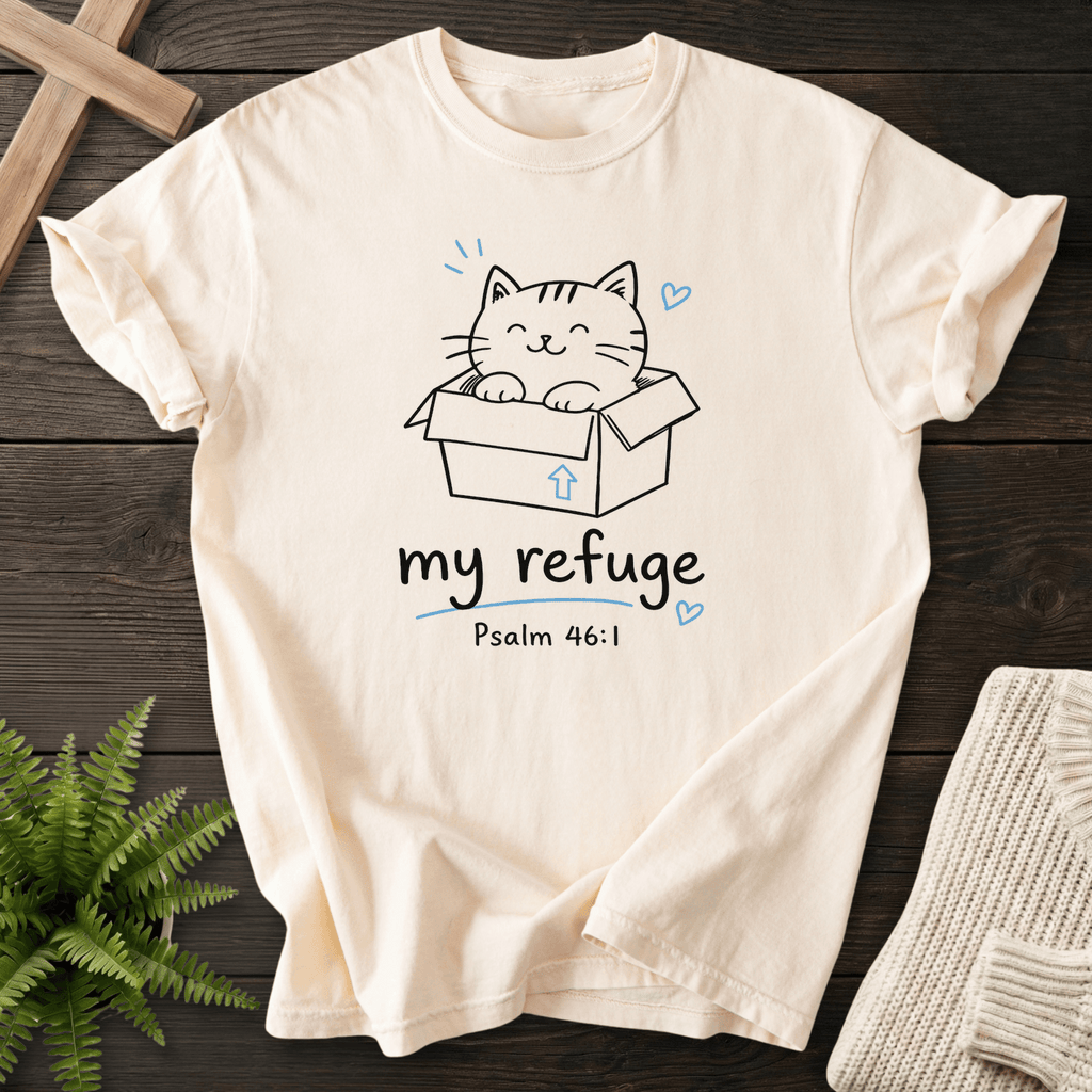 God is our Refuge Ps 46 1 T-Shirt in Ivory | She Wears Faith