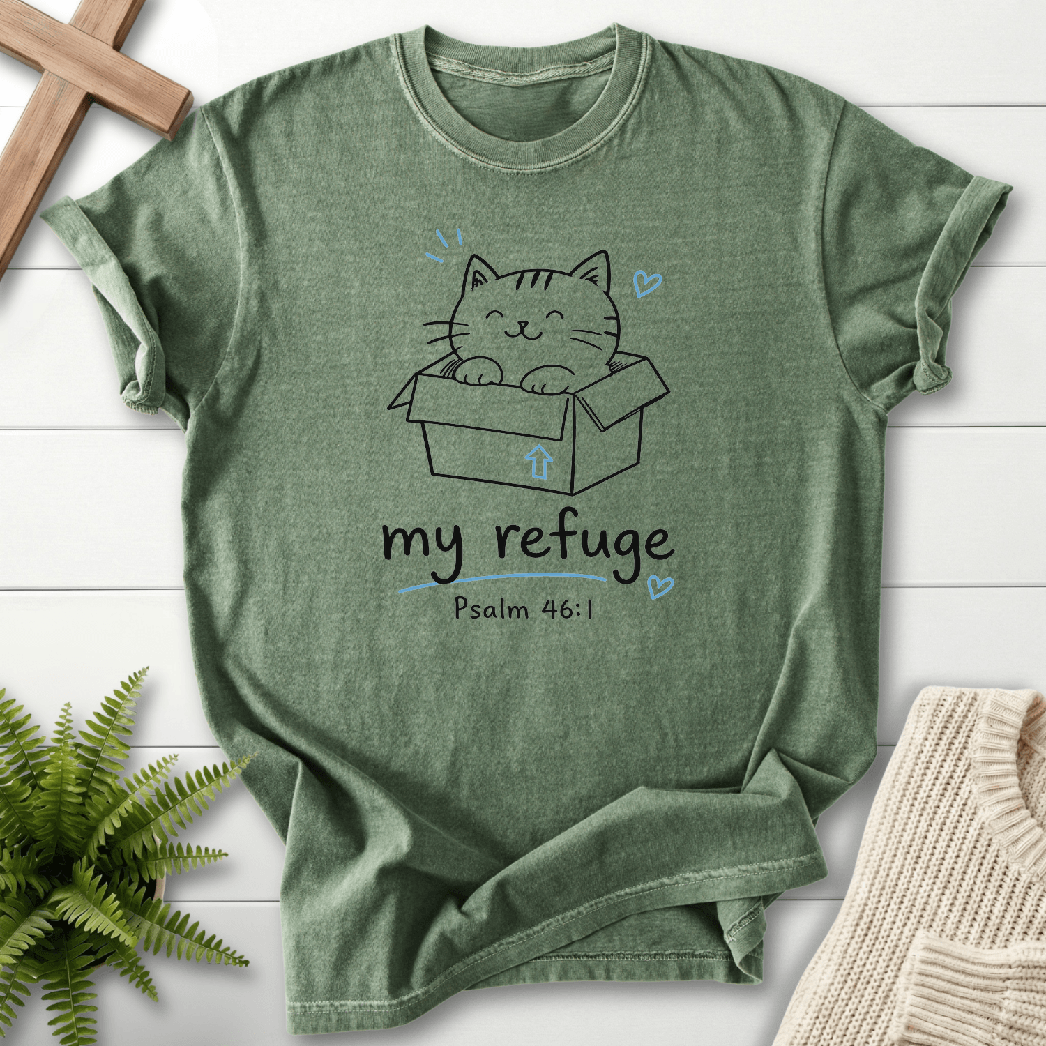 God is our Refuge Ps 46 1 T-Shirt in Moss | She Wears Faith