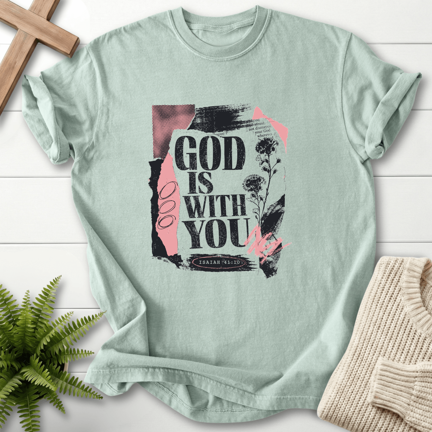 God is with you Graphic T-Shirt in Bay | She Wears Faith