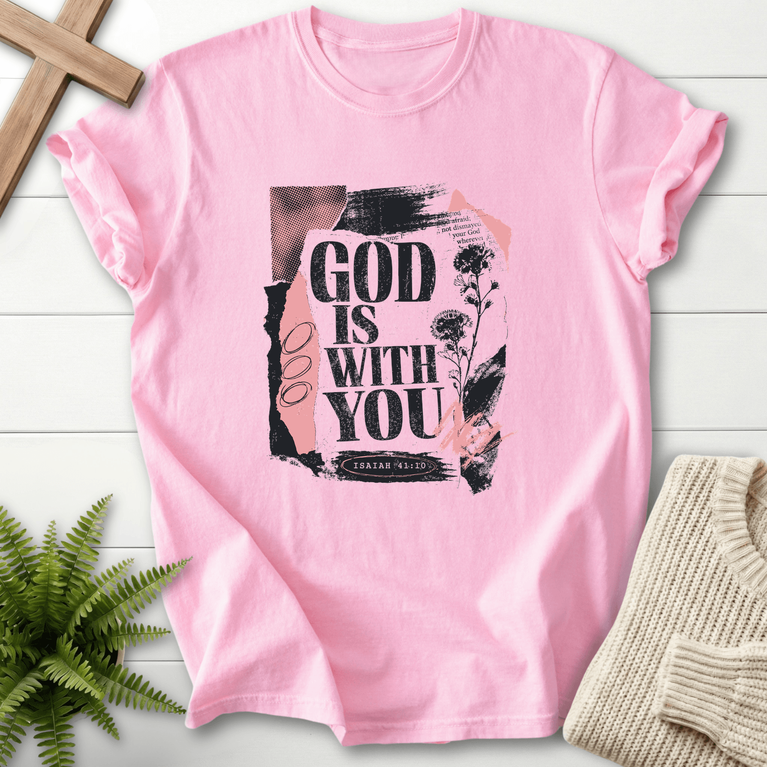 God is with you Graphic T-Shirt in Blossom | She Wears Faith