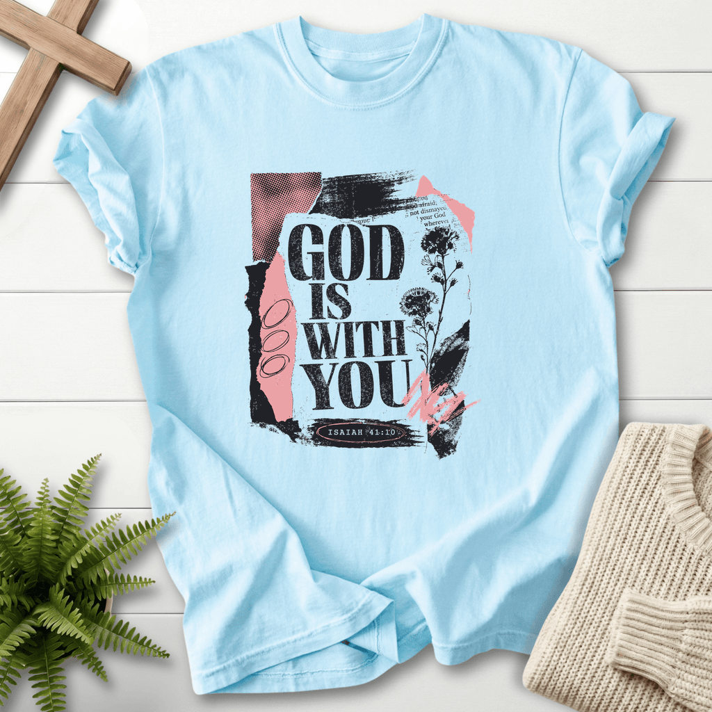 God is with you Graphic T-Shirt in Chambray | She Wears Faith