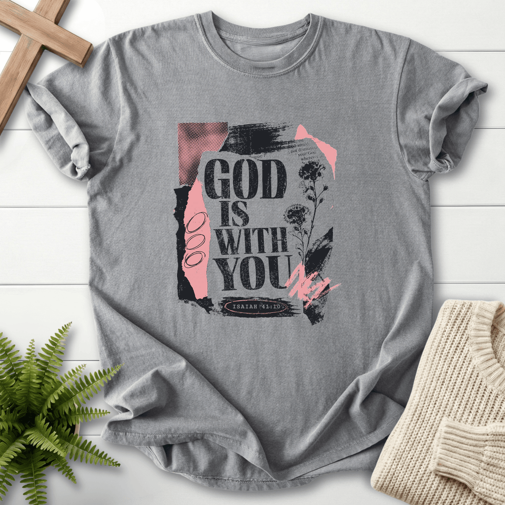 God is with you Graphic T-Shirt in Grey | She Wears Faith