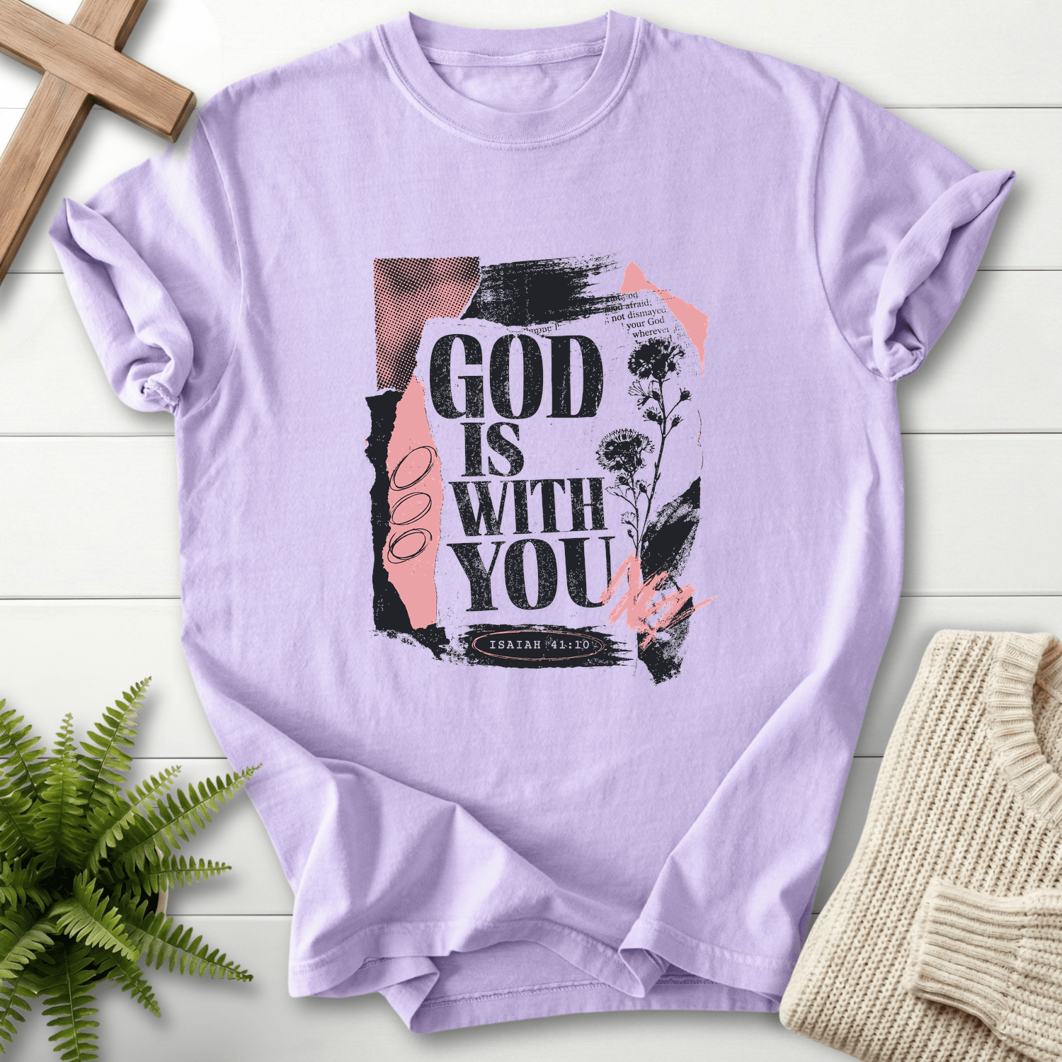 God is with you Graphic T-Shirt in Orchid | She Wears Faith