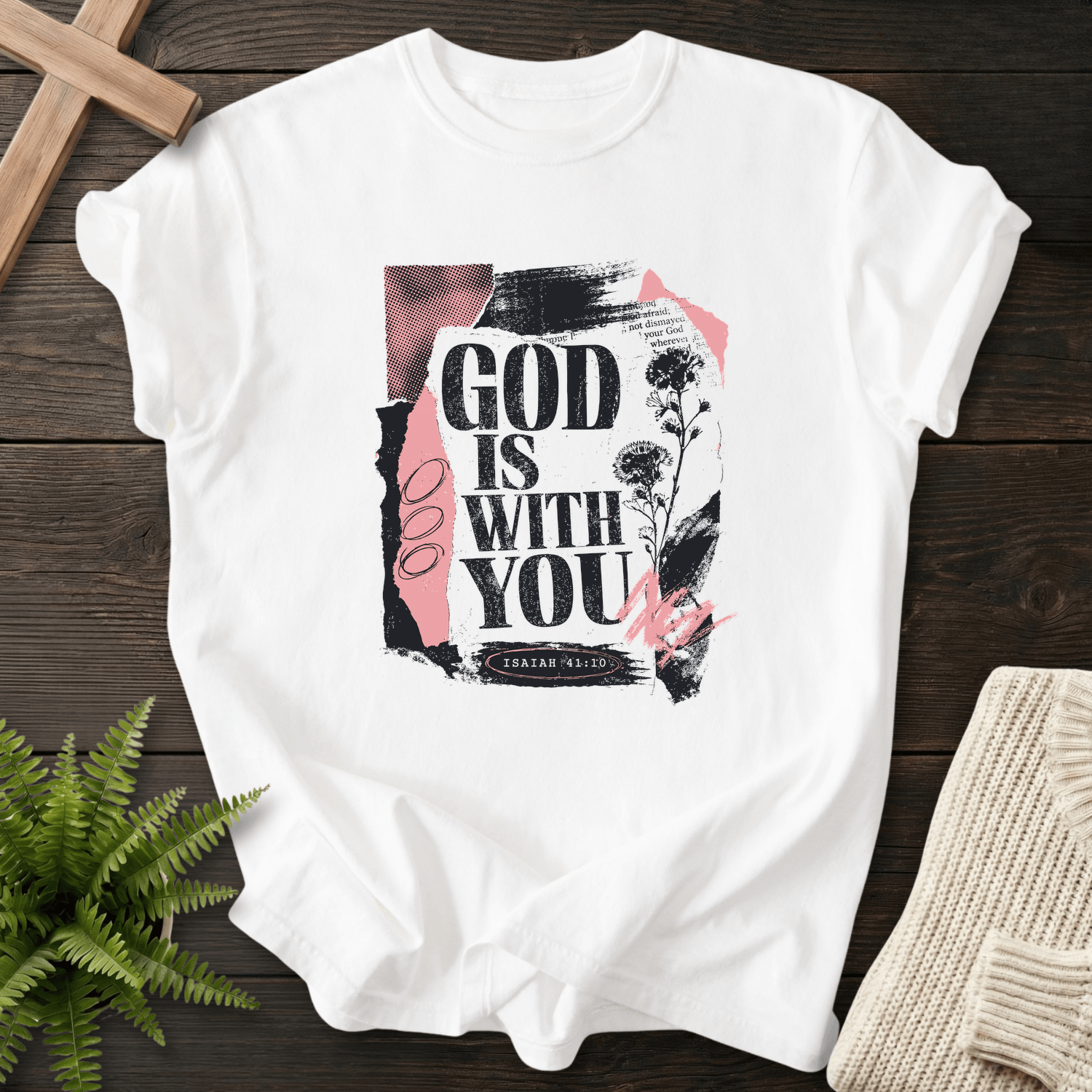 God is with you Graphic T-Shirt in White | She Wears Faith