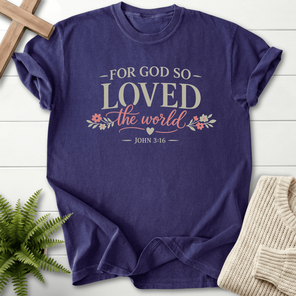 God So Love John 3 16 T-Shirt in Grape | She Wears Faith