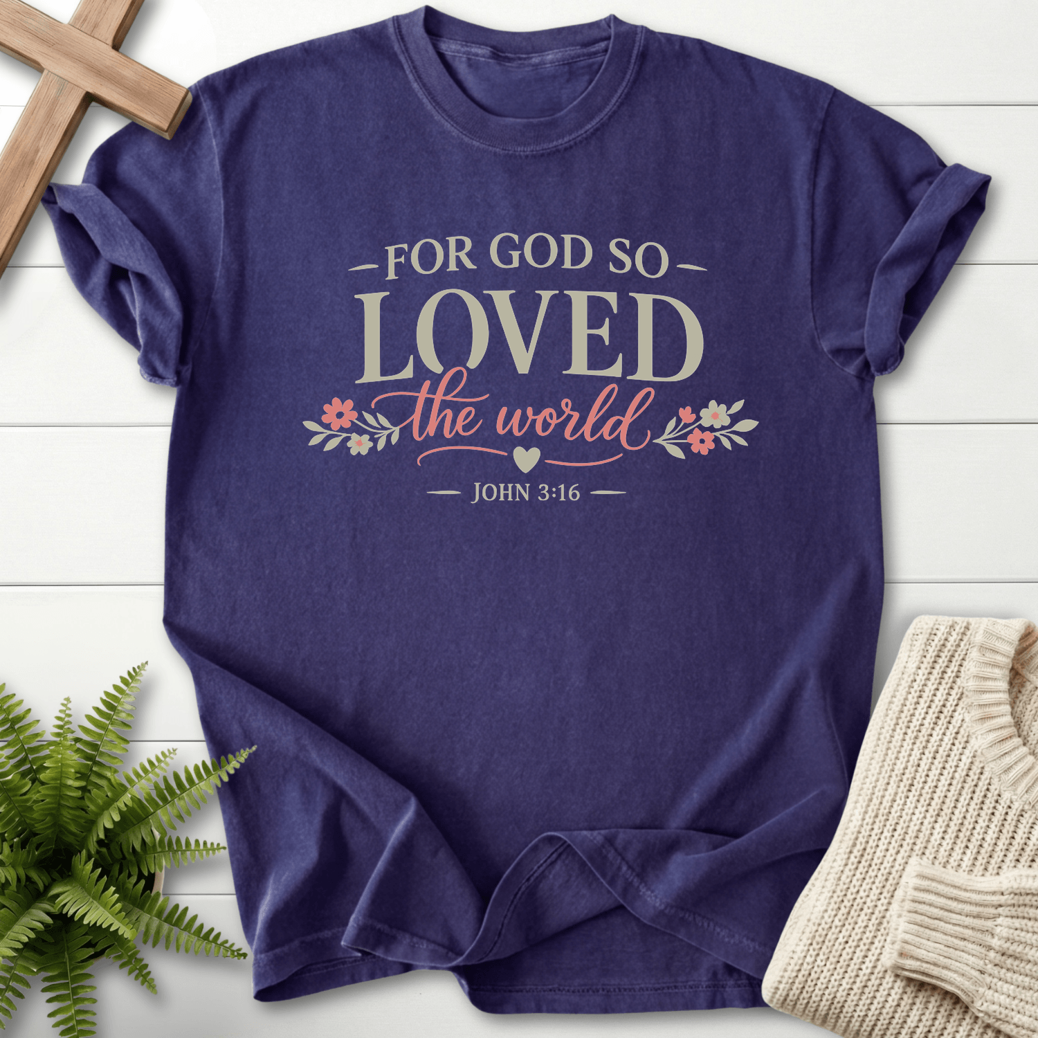 God So Love John 3 16 T-Shirt in Grape | She Wears Faith