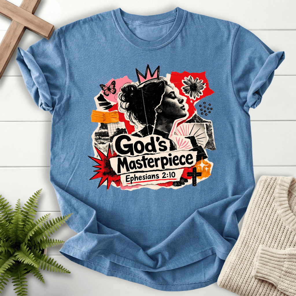 God's Masterpiece Ephesians 2:10 T-Shirt in Blue Jean | She Wears Faith