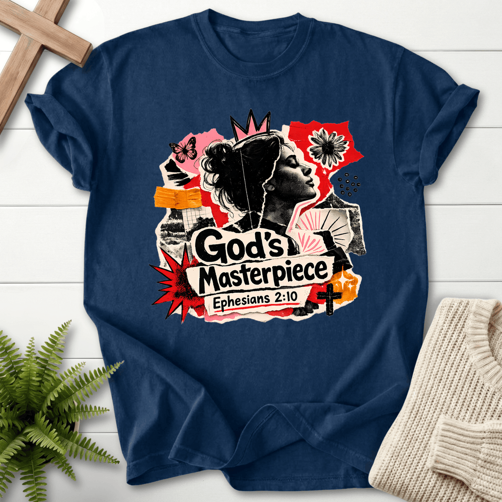 God's Masterpiece Ephesians 2:10 T-Shirt in Navy | She Wears Faith