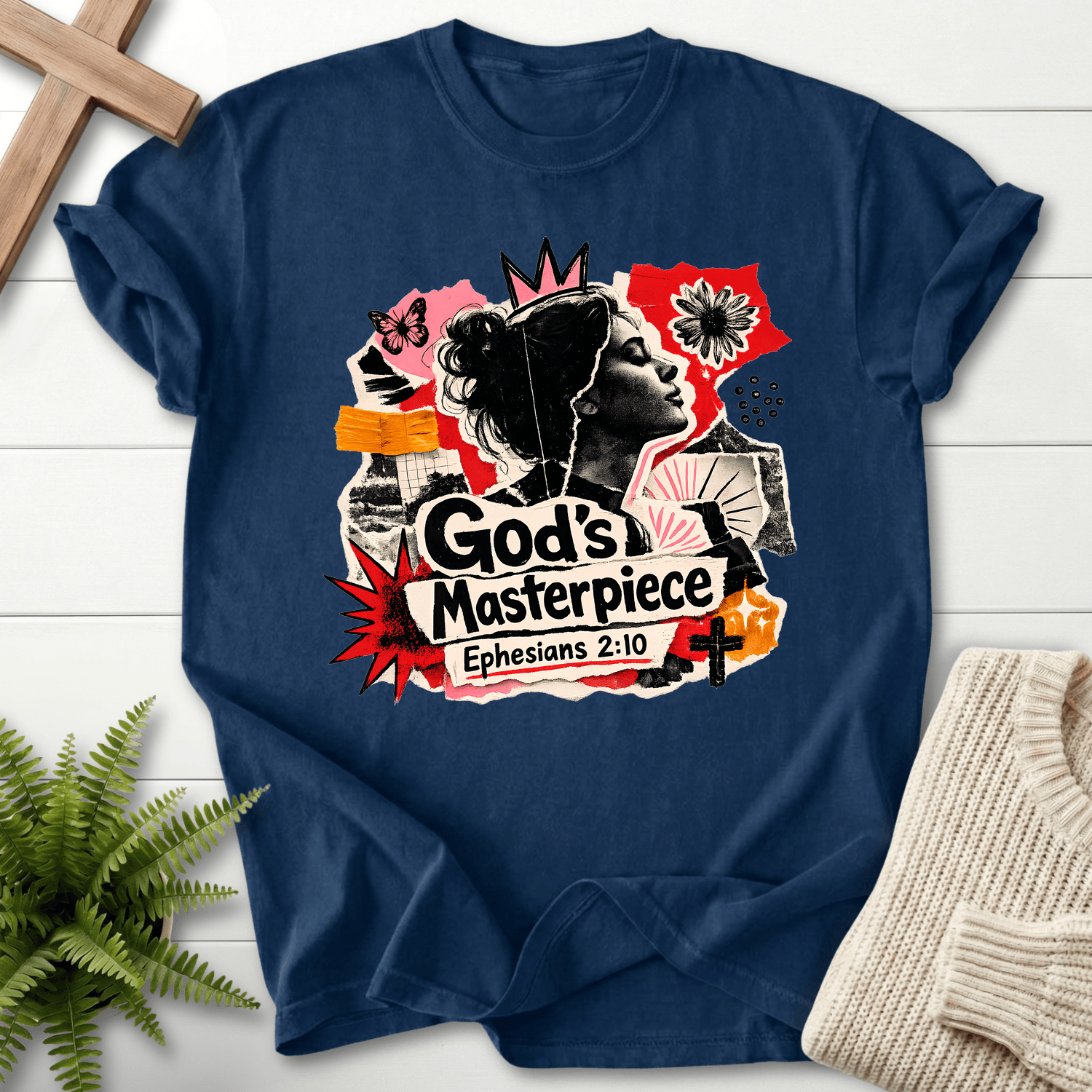 God's Masterpiece Ephesians 2:10 T-Shirt in Navy | She Wears Faith