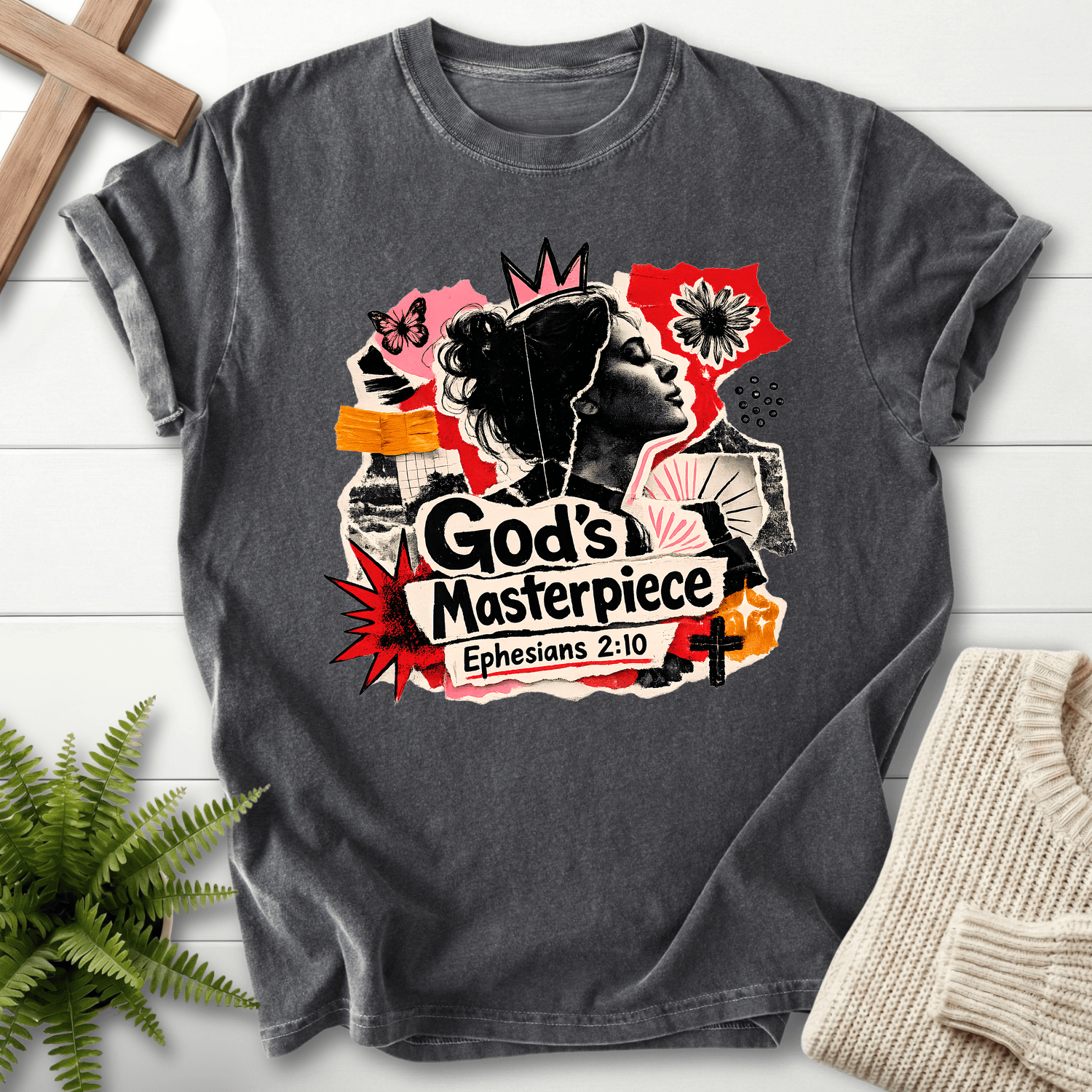 God's Masterpiece Ephesians 2:10 T-Shirt in Pepper | She Wears Faith