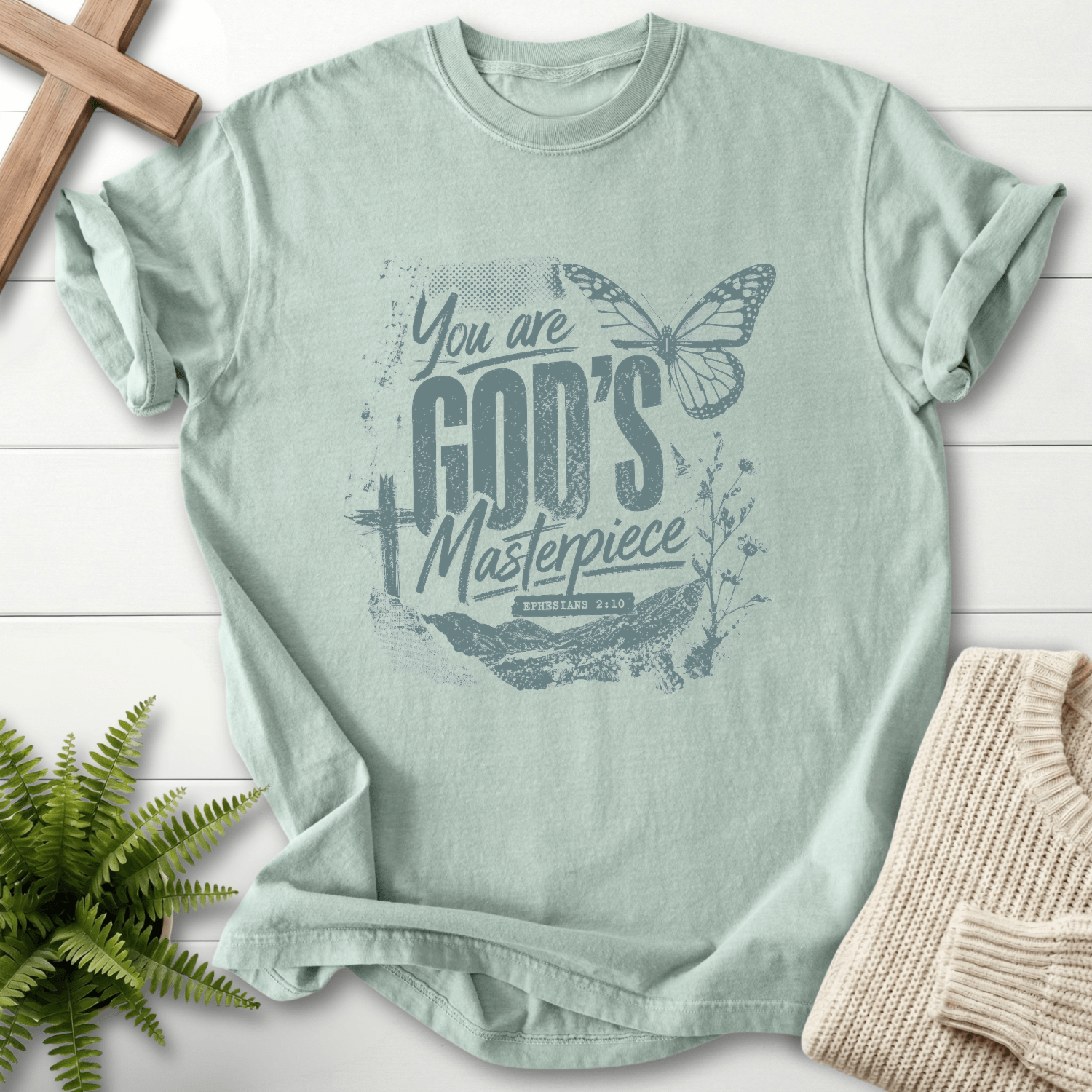 God's Masterpiece Graphic T-Shirt in Bay | She Wears Faith