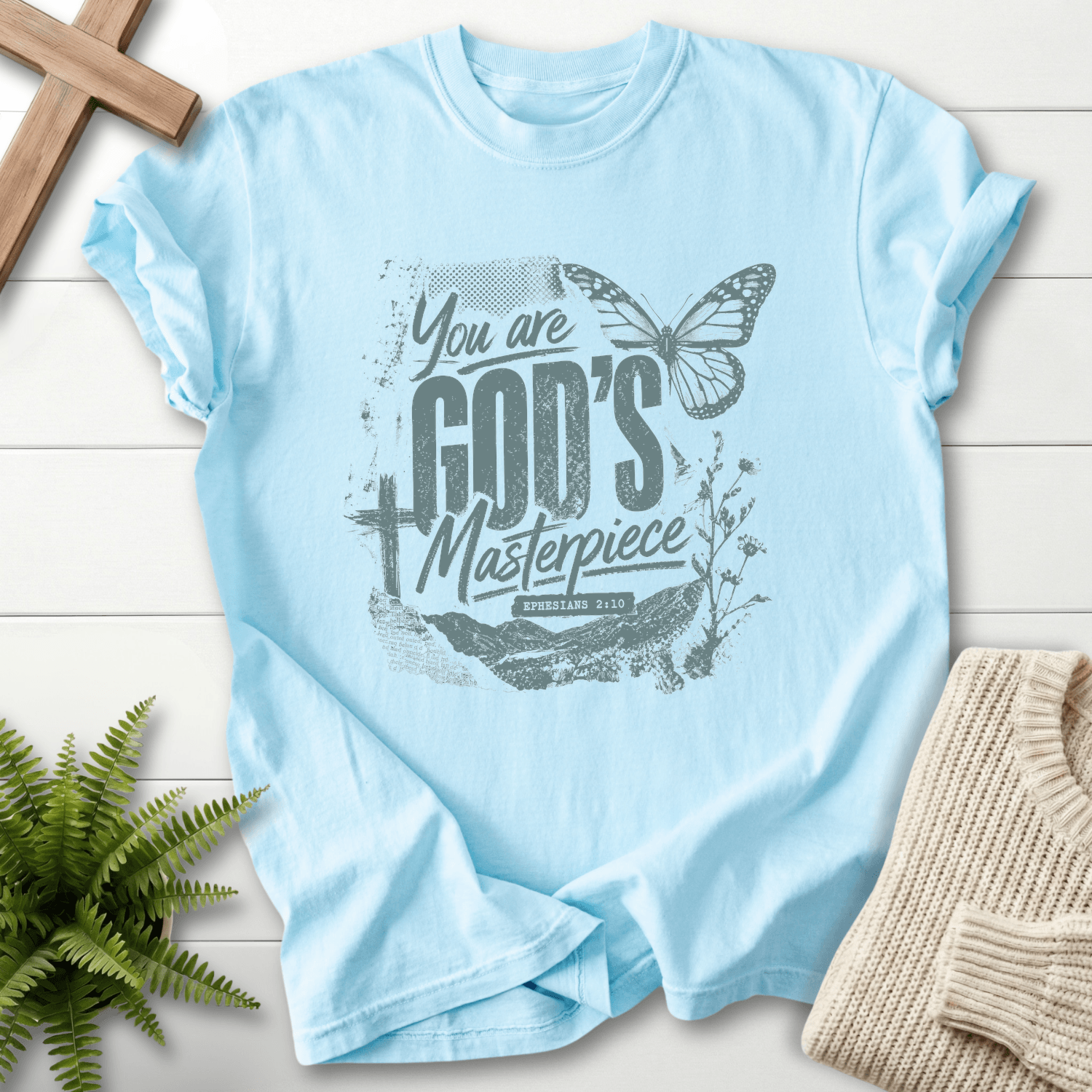 God's Masterpiece Graphic T-Shirt in Chambray | She Wears Faith