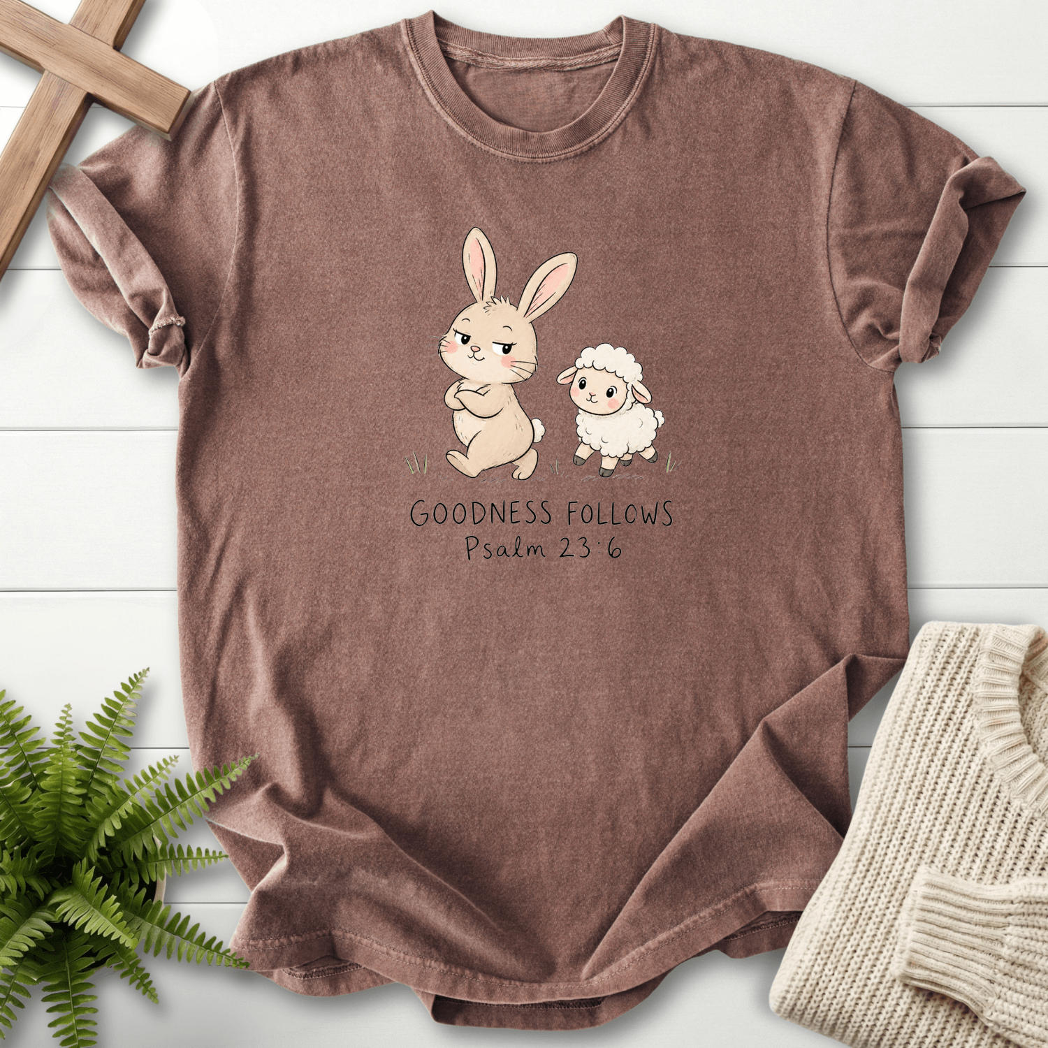 Goodness Follows Psalm 23 T-Shirt in Espresso | She Wears Faith