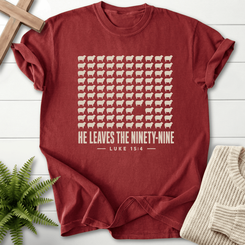 He Leaves the Ninety-Nine T-Shirt in Brick | She Wears Faith