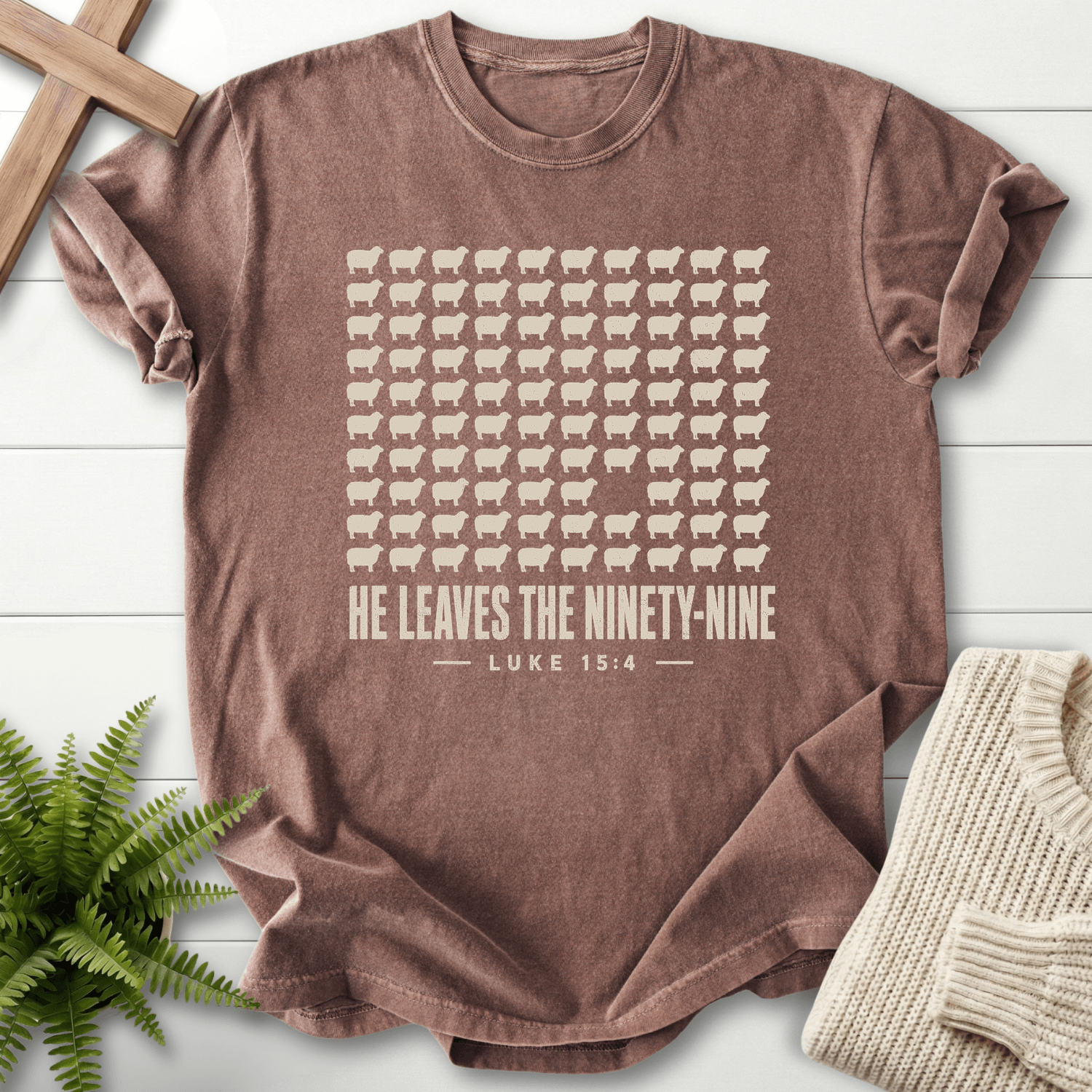 He Leaves the Ninety-Nine T-Shirt in Espresso | She Wears Faith