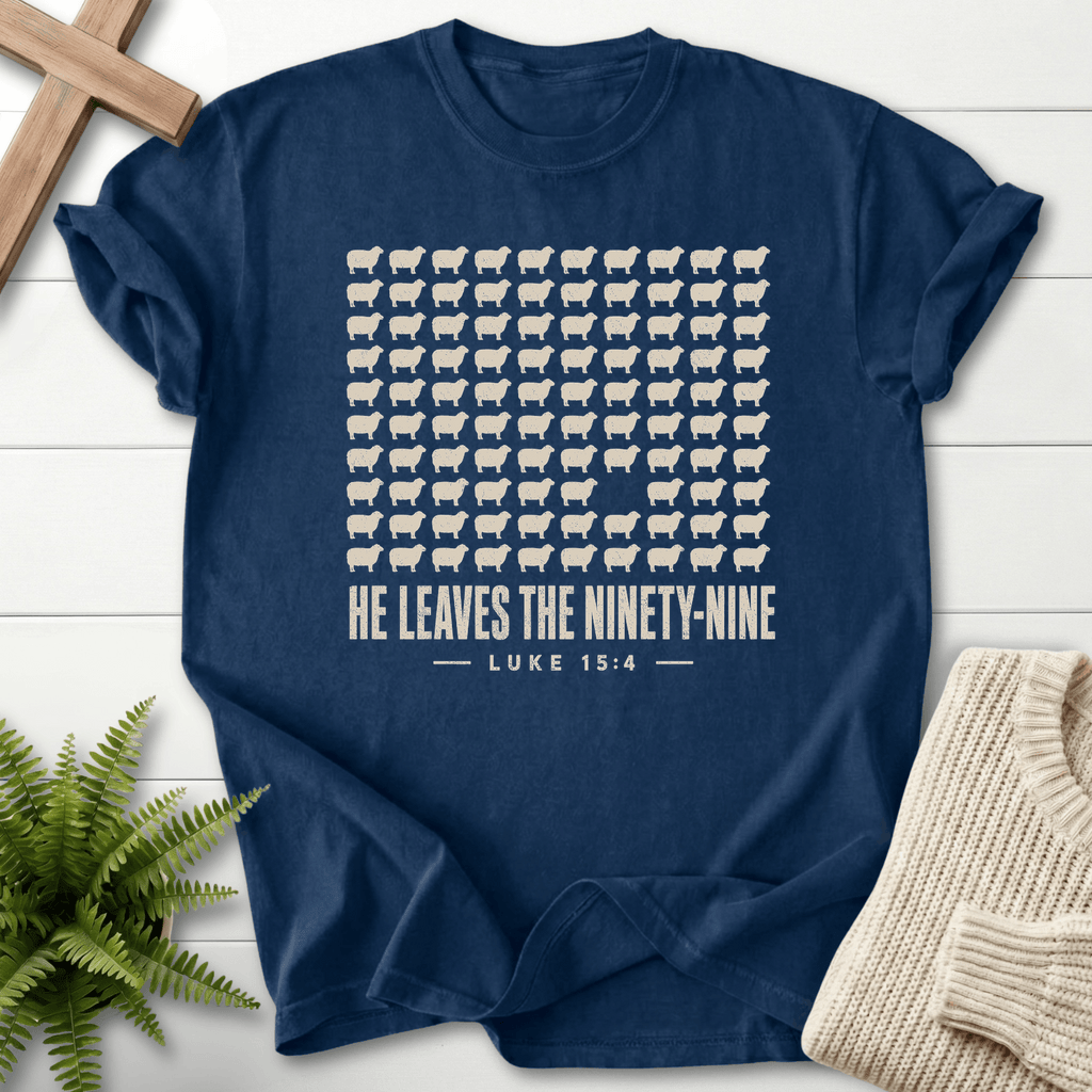 He Leaves the Ninety-Nine T-Shirt in Navy | She Wears Faith