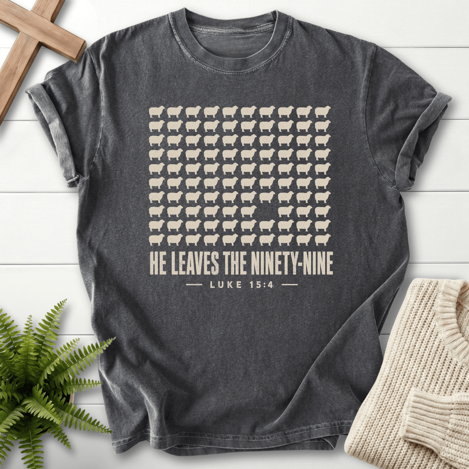 He Leaves the Ninety-Nine T-Shirt in Pepper | She Wears Faith