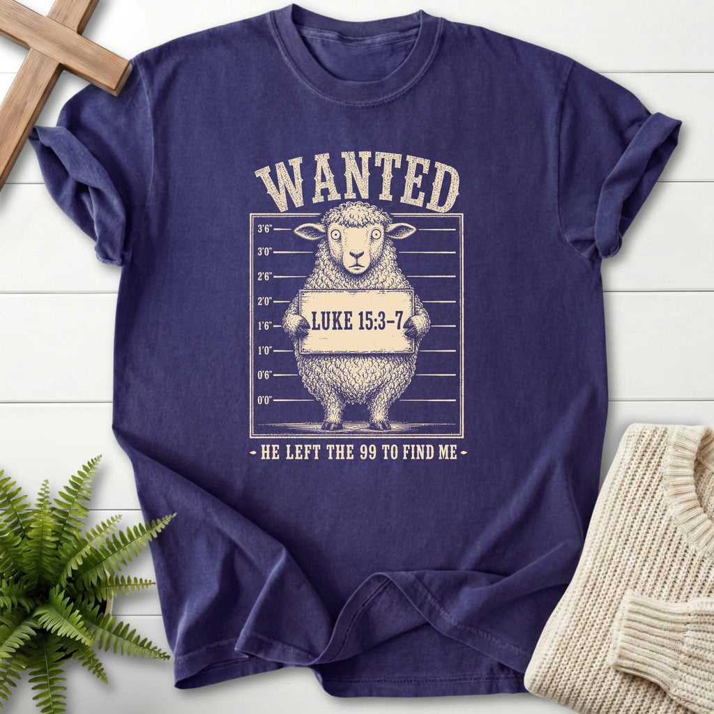 Grape color option for the He Left the 99 to Find me tee with "He Left the 99 to Find me Dark T-Shirt" Luke 15:3-7 from Printify.