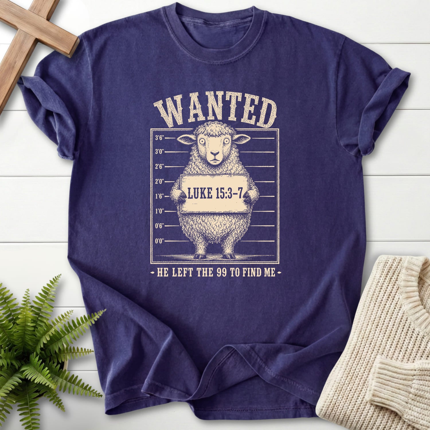 Grape color option for the He Left the 99 to Find me tee with "He Left the 99 to Find me Dark T-Shirt" Luke 15:3-7 from Printify.
