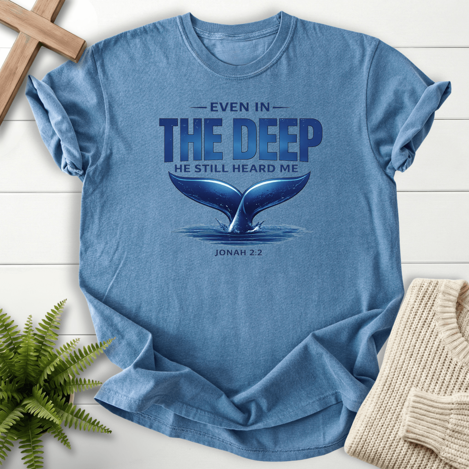 He Still Heard Me Jonah 2 T-Shirt in Blue Jean | She Wears Faith