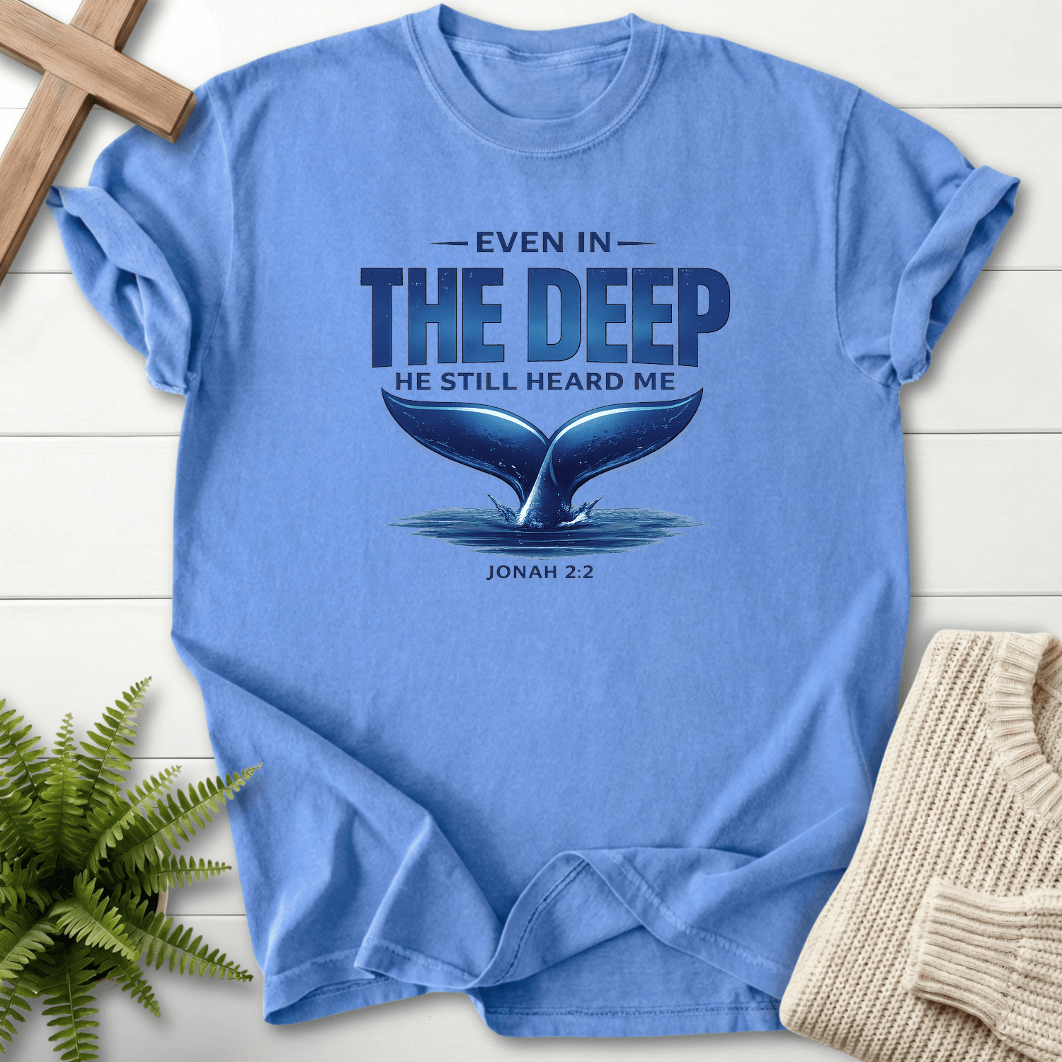 He Still Heard Me Jonah 2 T-Shirt in Mystic Blue | She Wears Faith