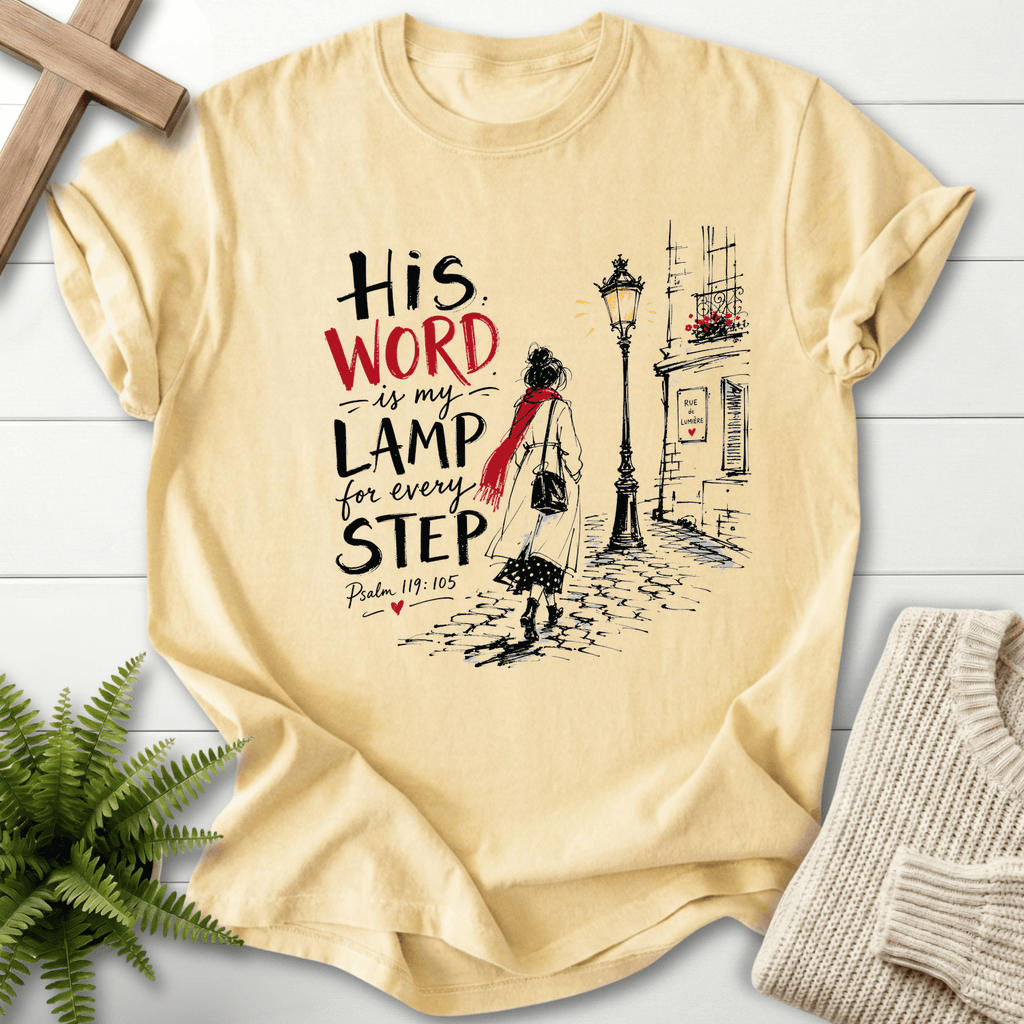 His Word is my Lamp T-Shirt in Banana | She Wears Faith